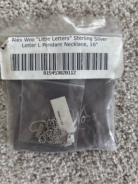 Never worn or opened Alex Woo Sterling Silver 'L' Initial Pendant Necklace